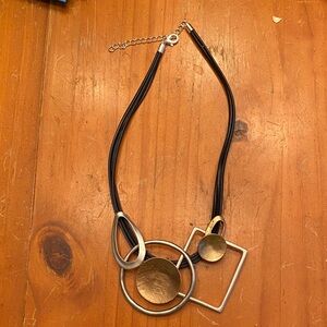 Modern Geometric Black, Gold, and Silver Necklace